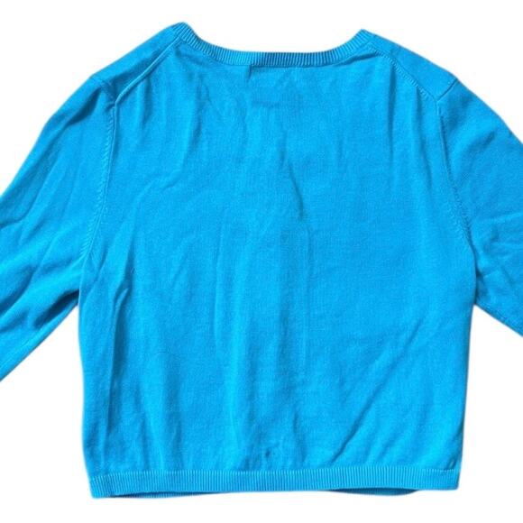 Lilly Pulitzer Turquoise Blue Cardigan Sweater Clear Buttons Girl's Medium - Picture 5 of 6